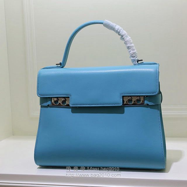 DELVAUX女包 Delvaux Tempete系列 原版牛皮 中號 德爾沃女手提包 手拎包 手腕包 TP0028松石蘭  fcs1404